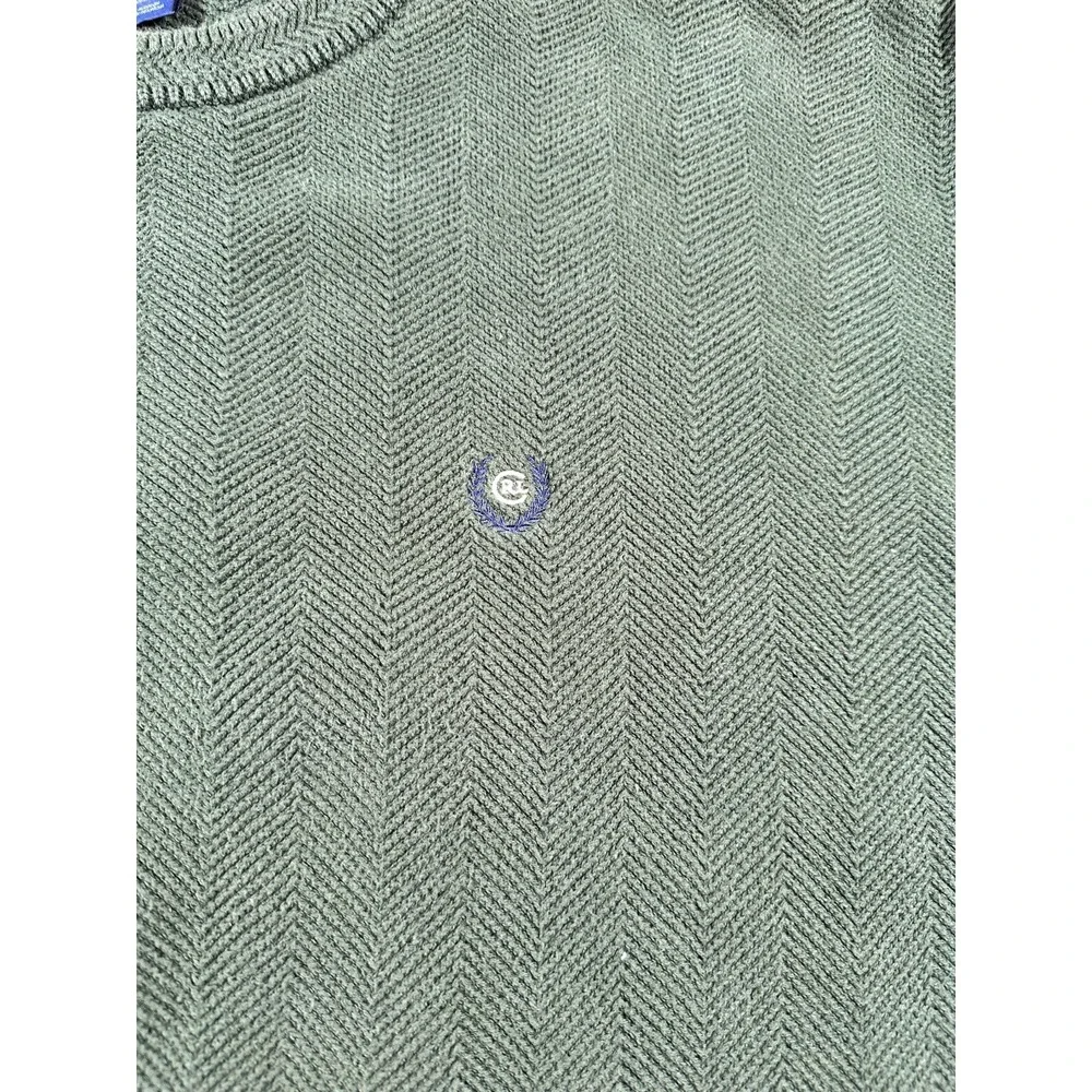 Vintage Chaps Ralph Lauren Hand Framed Sweater Mens Large Green Herringbone Knit